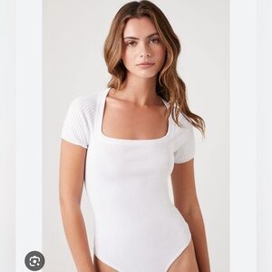 Forever 21 White Tee Bodysuit. Size Small.